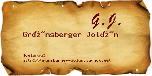 Grünsberger Jolán névjegykártya